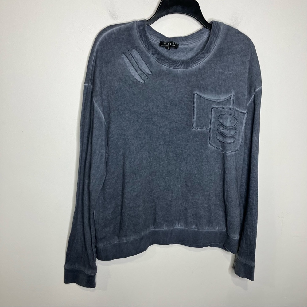 POL navy‎ blue destroyed sweatshirt size small oversized